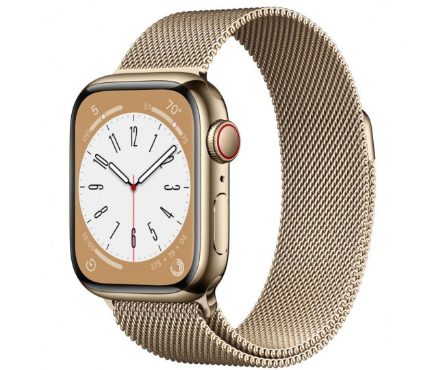 Apple Watch 8 + LTE 45mm Gold Stainless Steel Case with Gold Milanese Loop (MNKQ3)